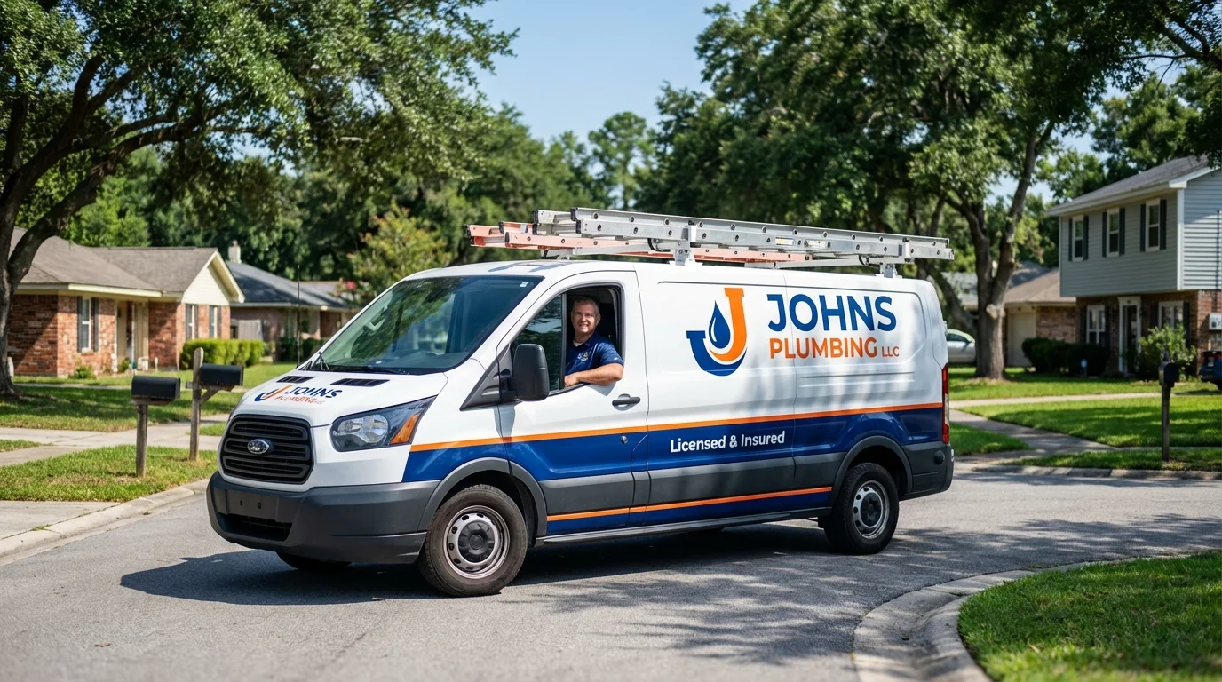 Johns Plumbing LLC service van in Hanna City, IL