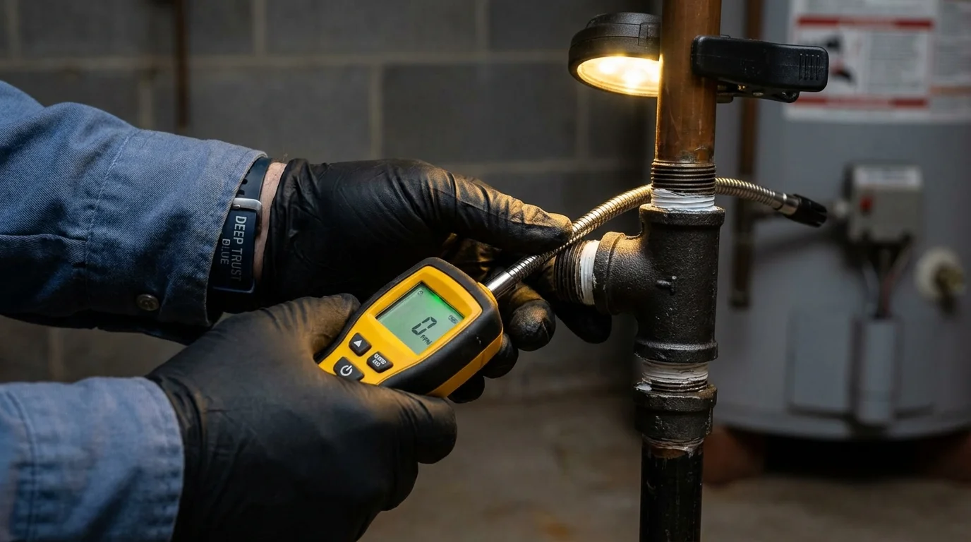 Gas leak detection with electronic sniffer by Johns Plumbing LLC in Hanna City