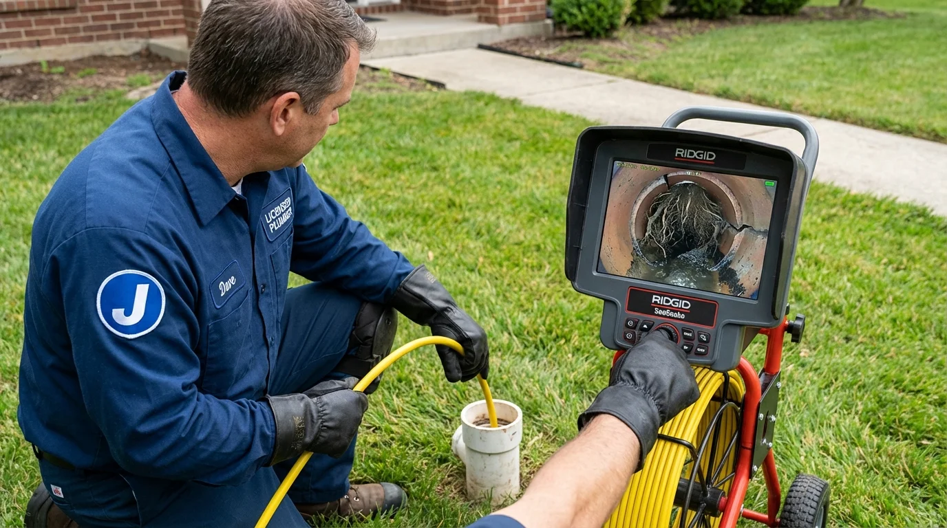 Sewer camera inspection being performed by Johns Plumbing LLC in Hanna City