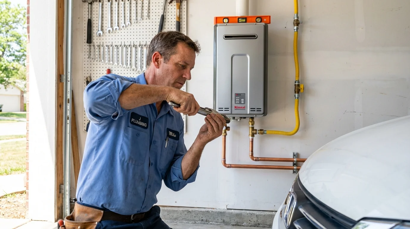 Tankless water heater installation by a Johns Plumbing LLC plumber in Hanna City